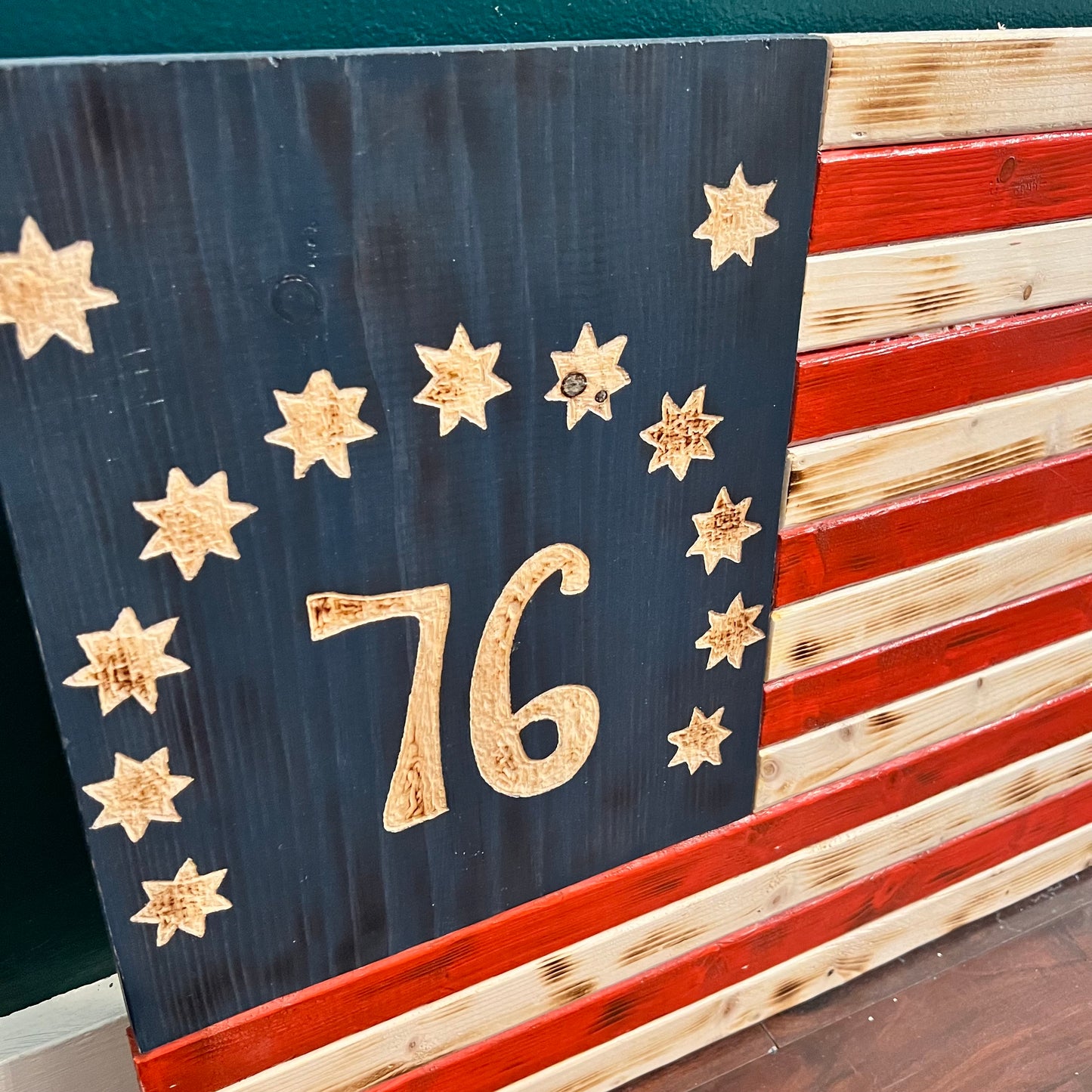 Bennington 76 Wooden Flag by Emerald Flag