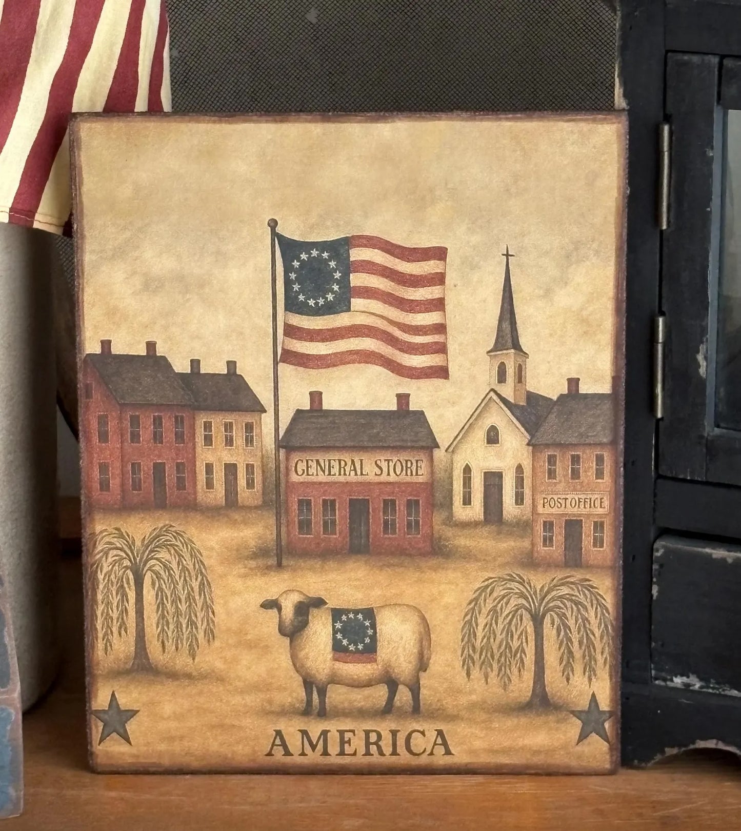 Americana General Store Antiqued Canvas Board Portrait