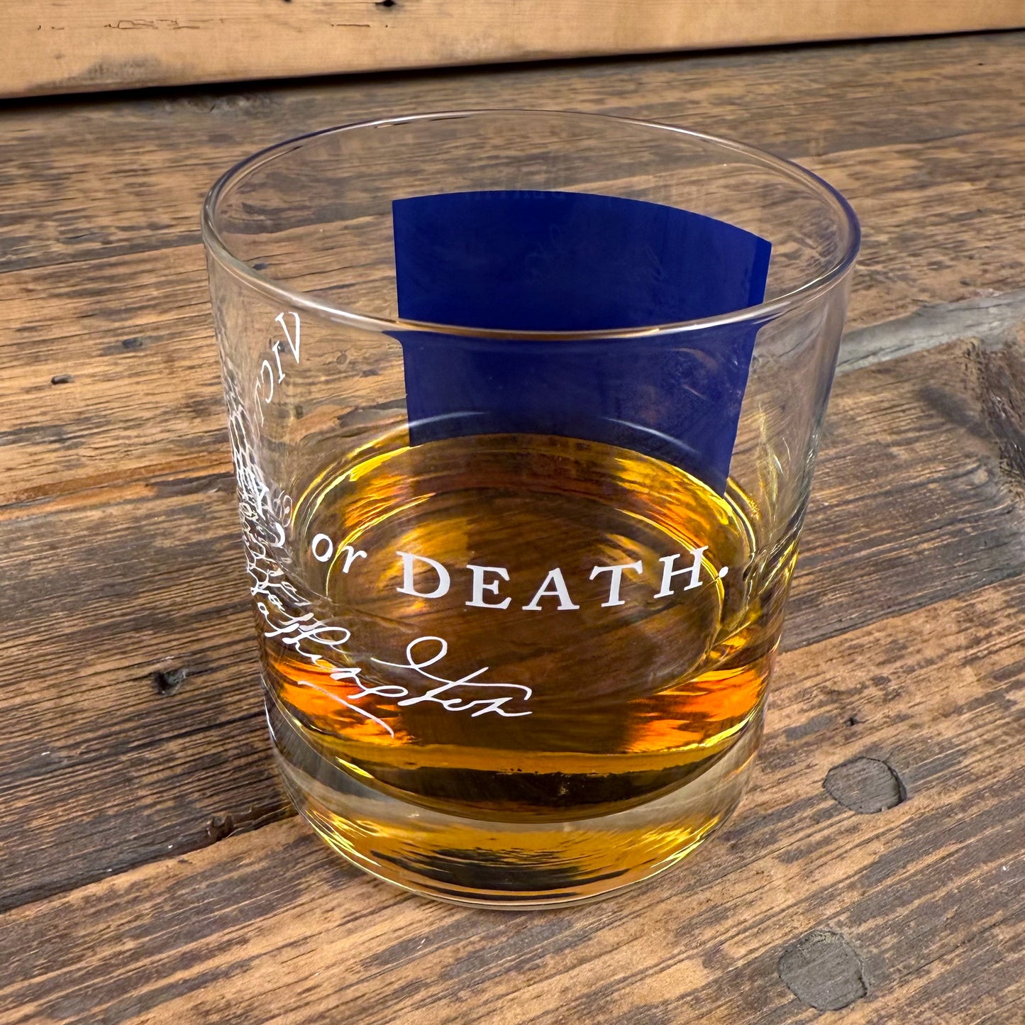 Victory or Death Whiskey Glass featuring George Washington's Signature