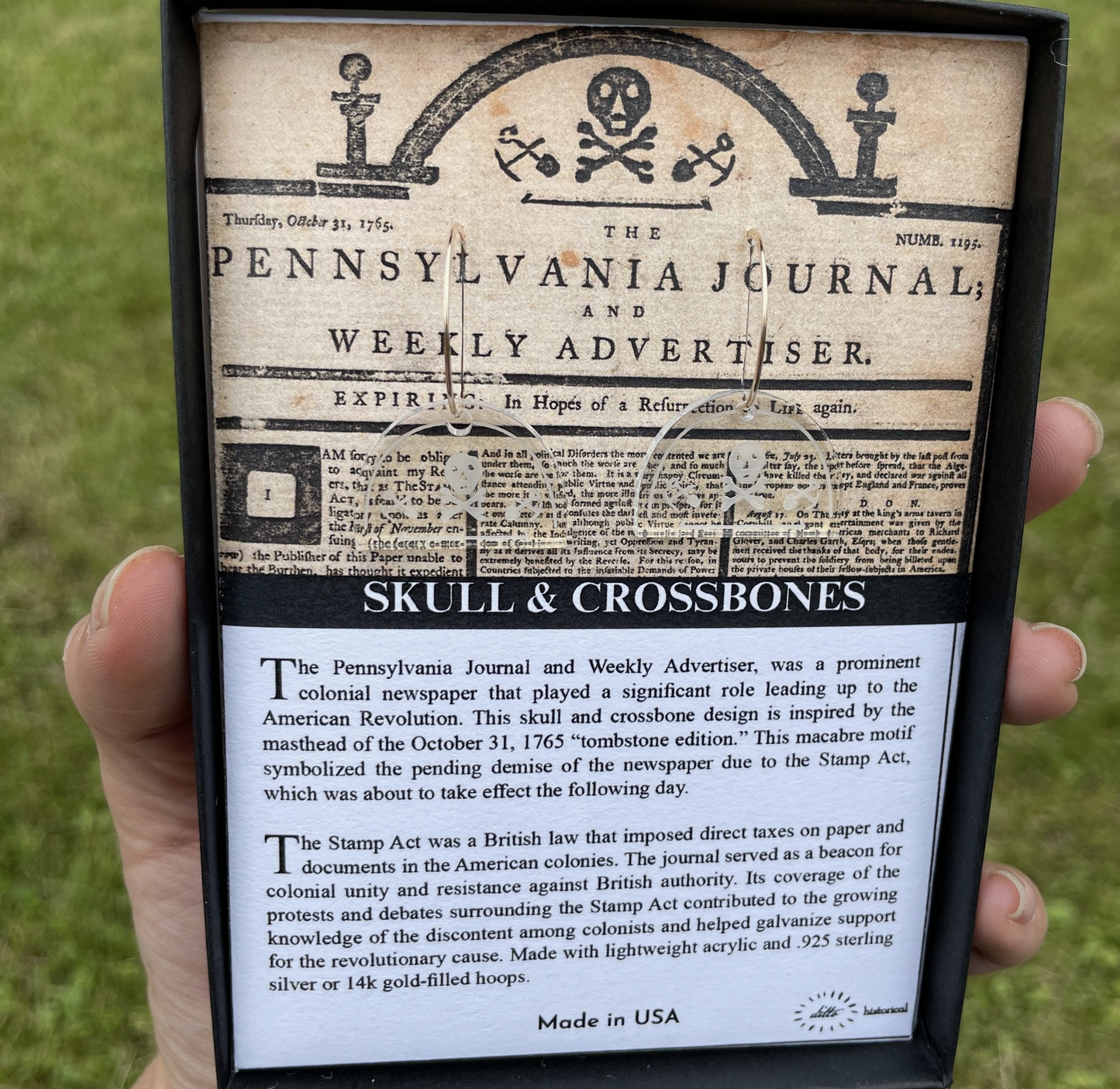 Skull & Crossbone PA Journal Masthead Earrings
