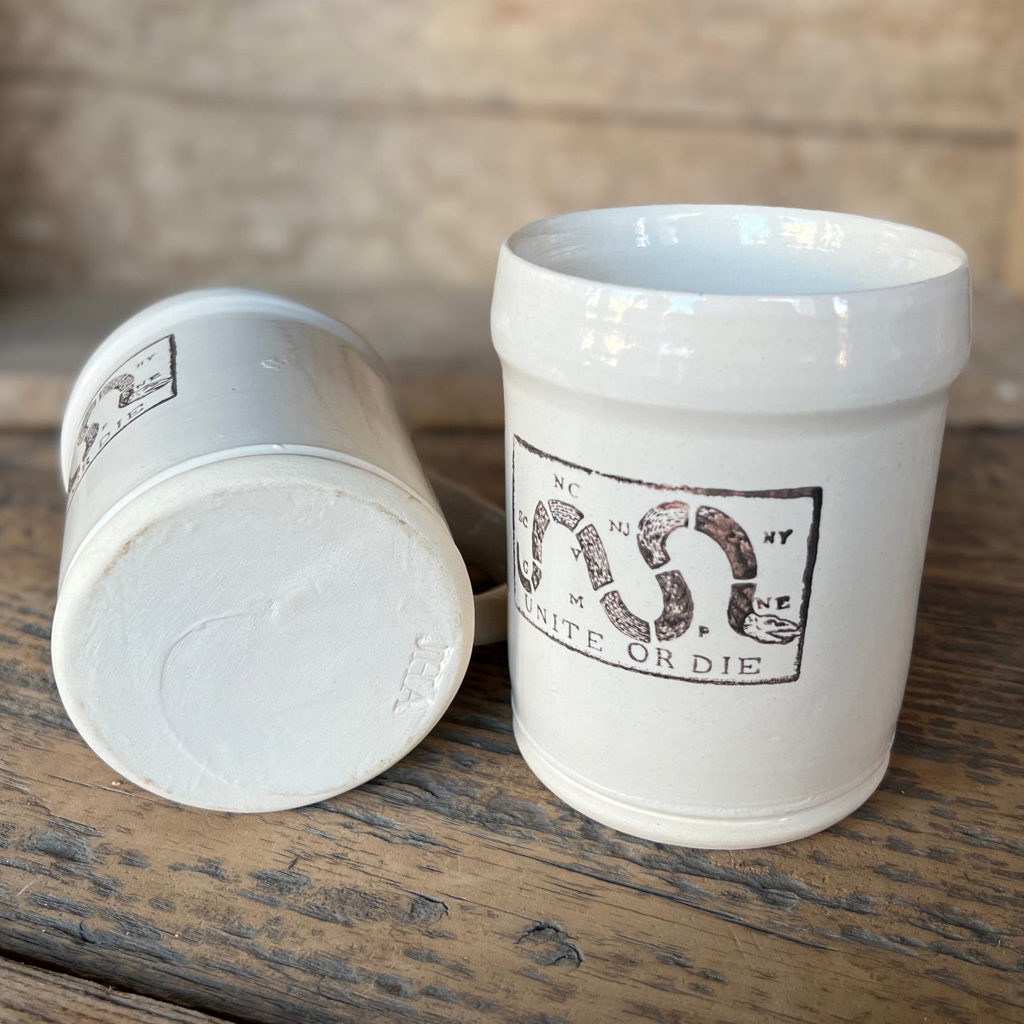 Unite or Die Stoneware Mug by J. Henderson Artifacts