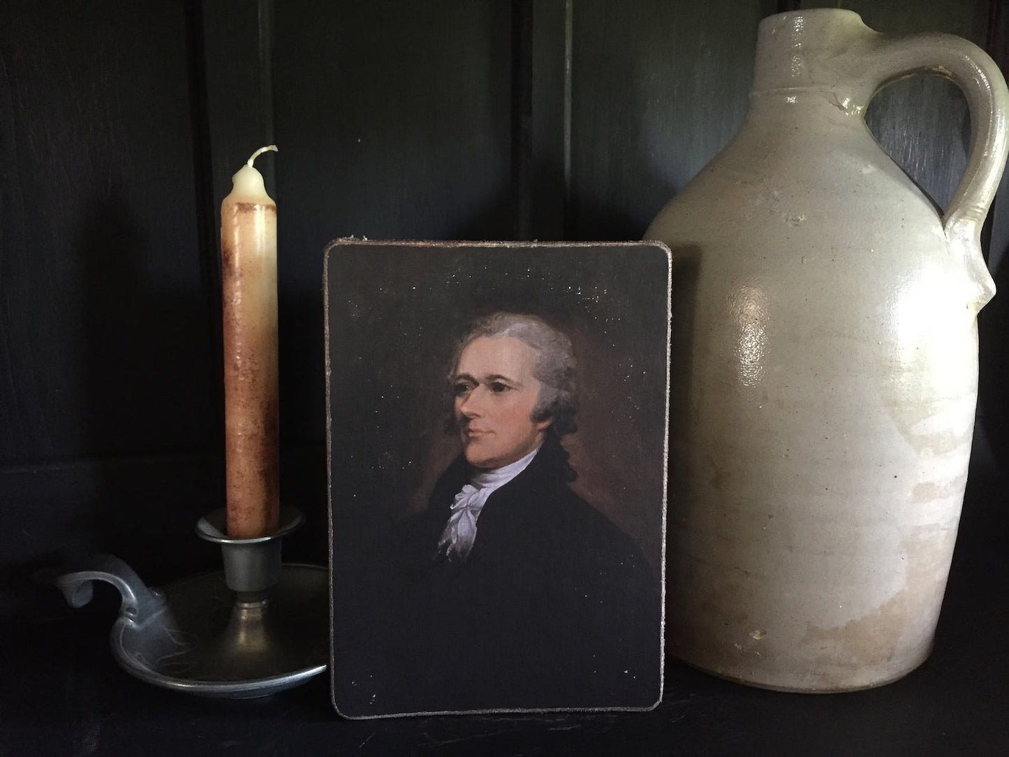 Alexander Hamilton Antiqued Canvas Board Portrait