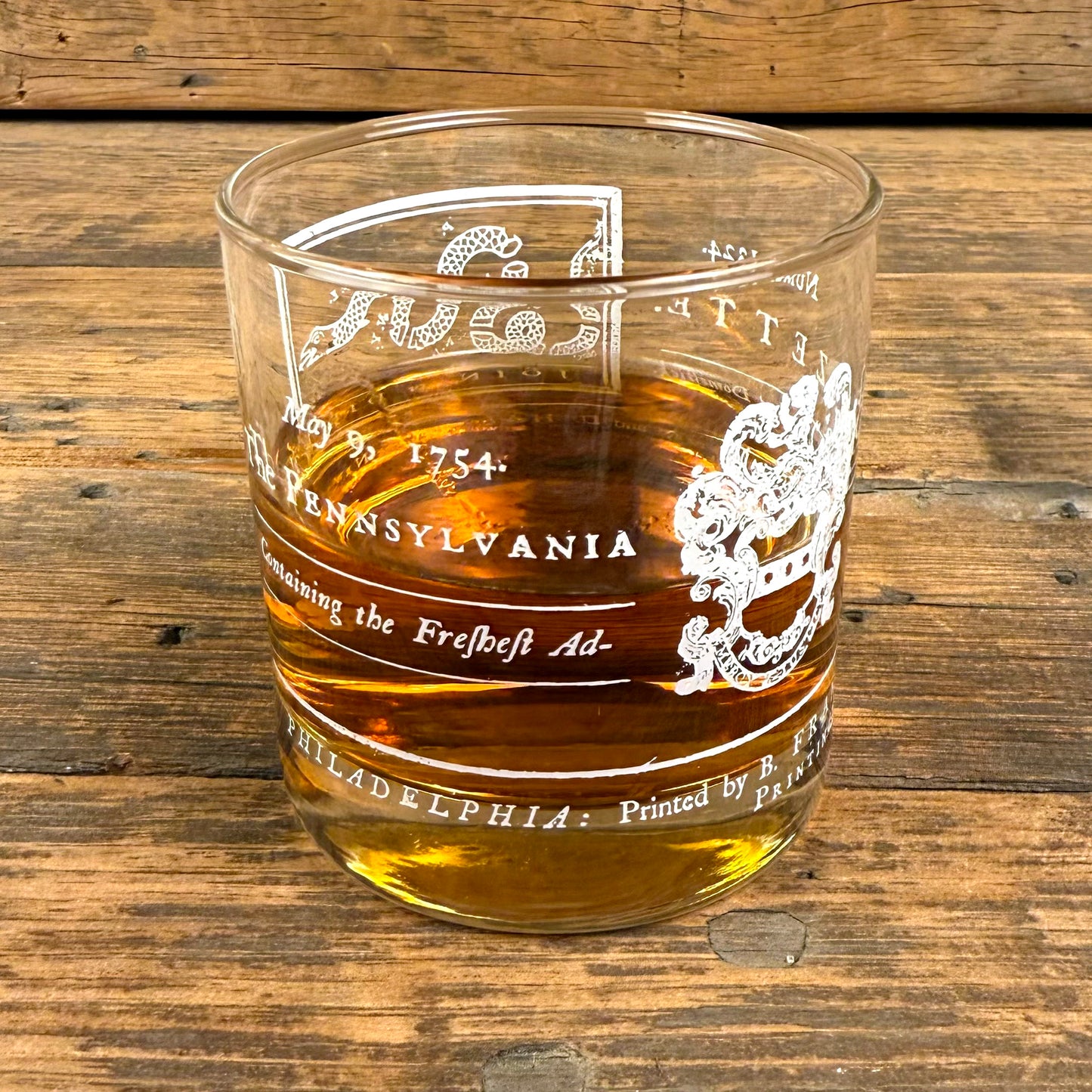 Pennsylvania Gazette Join or Die Whiskey Glass