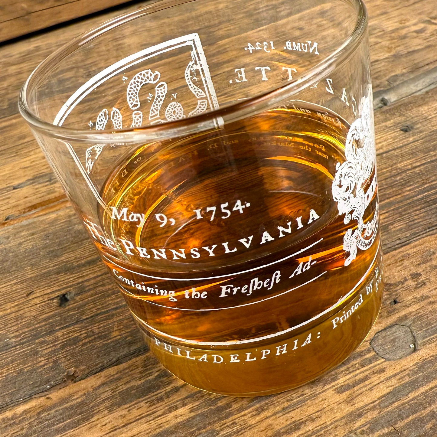 Pennsylvania Gazette Join or Die Whiskey Glass
