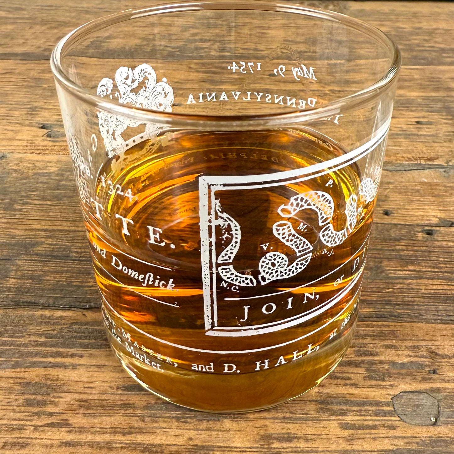 Pennsylvania Gazette Join or Die Whiskey Glass