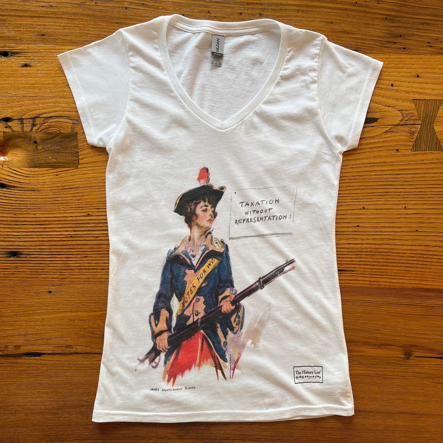 Revolutionary Suffragette Shirt with illustration by James Montgomery Flagg V-neck shirt