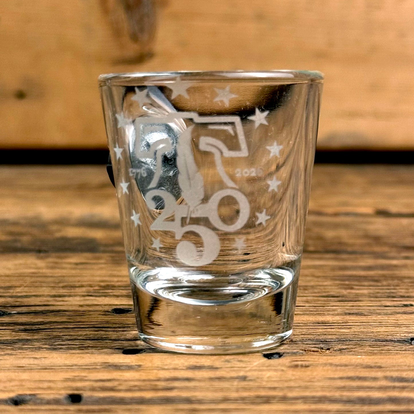250th Anniversary Shot Glass with Embedded Musket Ball