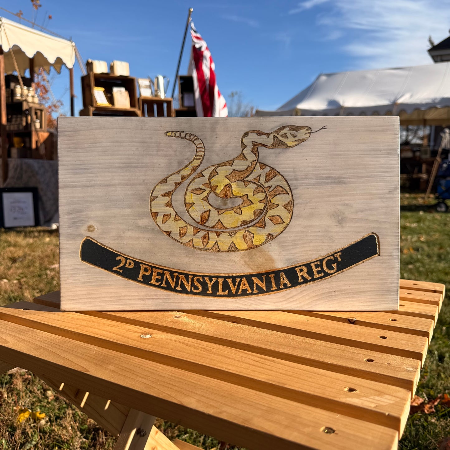 2nd PA Reg't Snake Wooden Flag by Emerald Flags