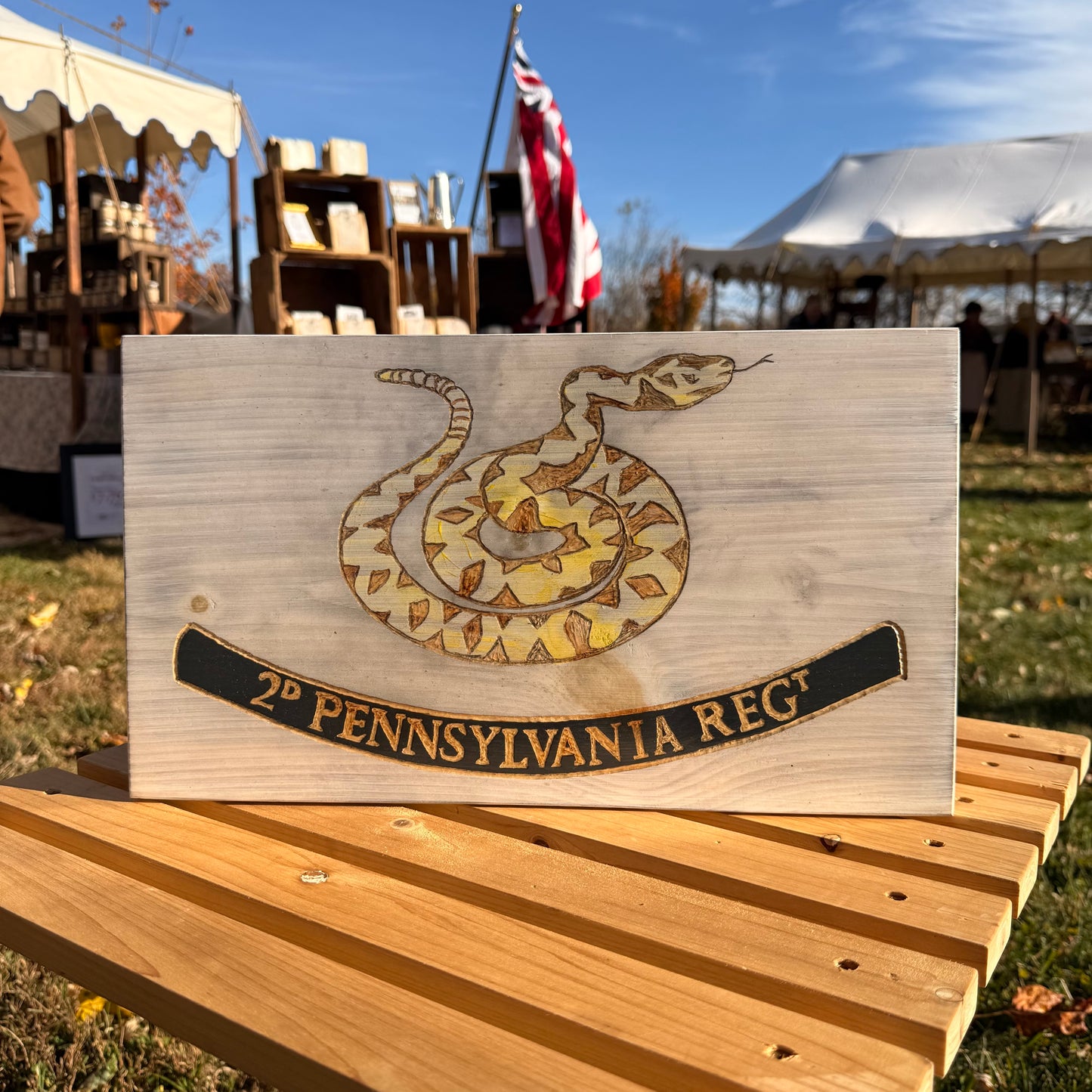 2nd PA Reg't Snake Wooden Flag by Emerald Flags