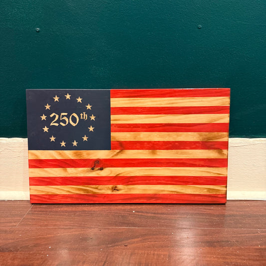 Betsy Ross "250th" 13-Star Wooden Flag by Emerald Flag