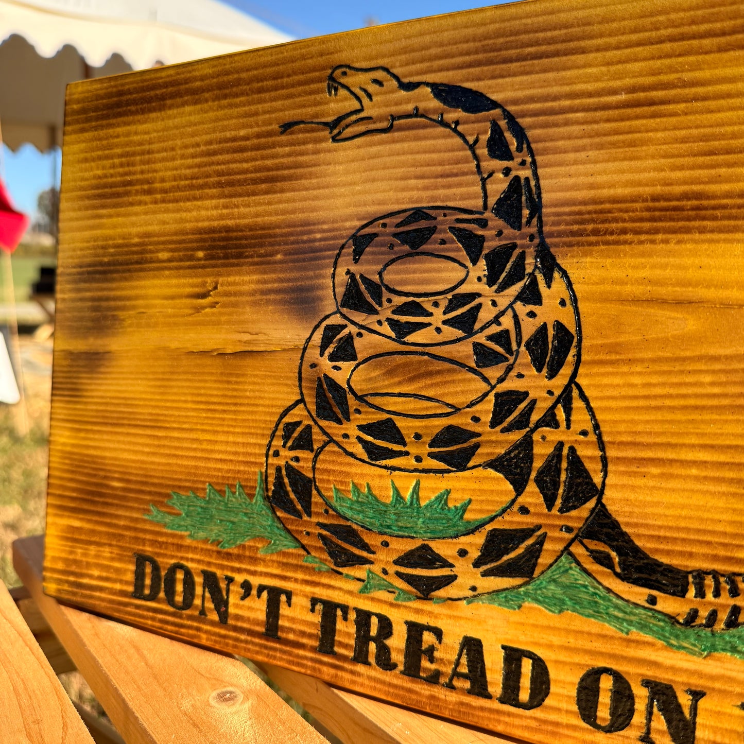 Gadsden Don't Tread on Me Snake Wooden Flag by Emerald Flags
