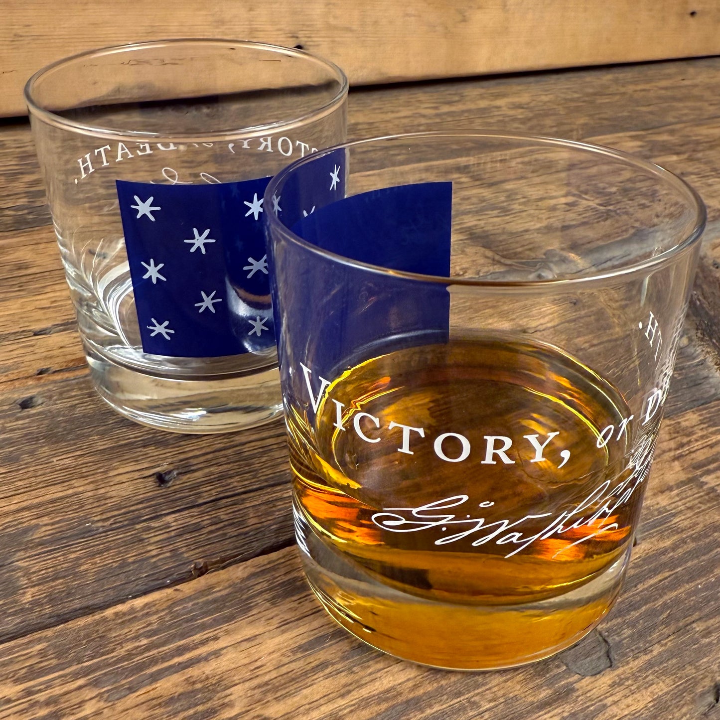 Victory or Death Whiskey Glass featuring George Washington's Signature