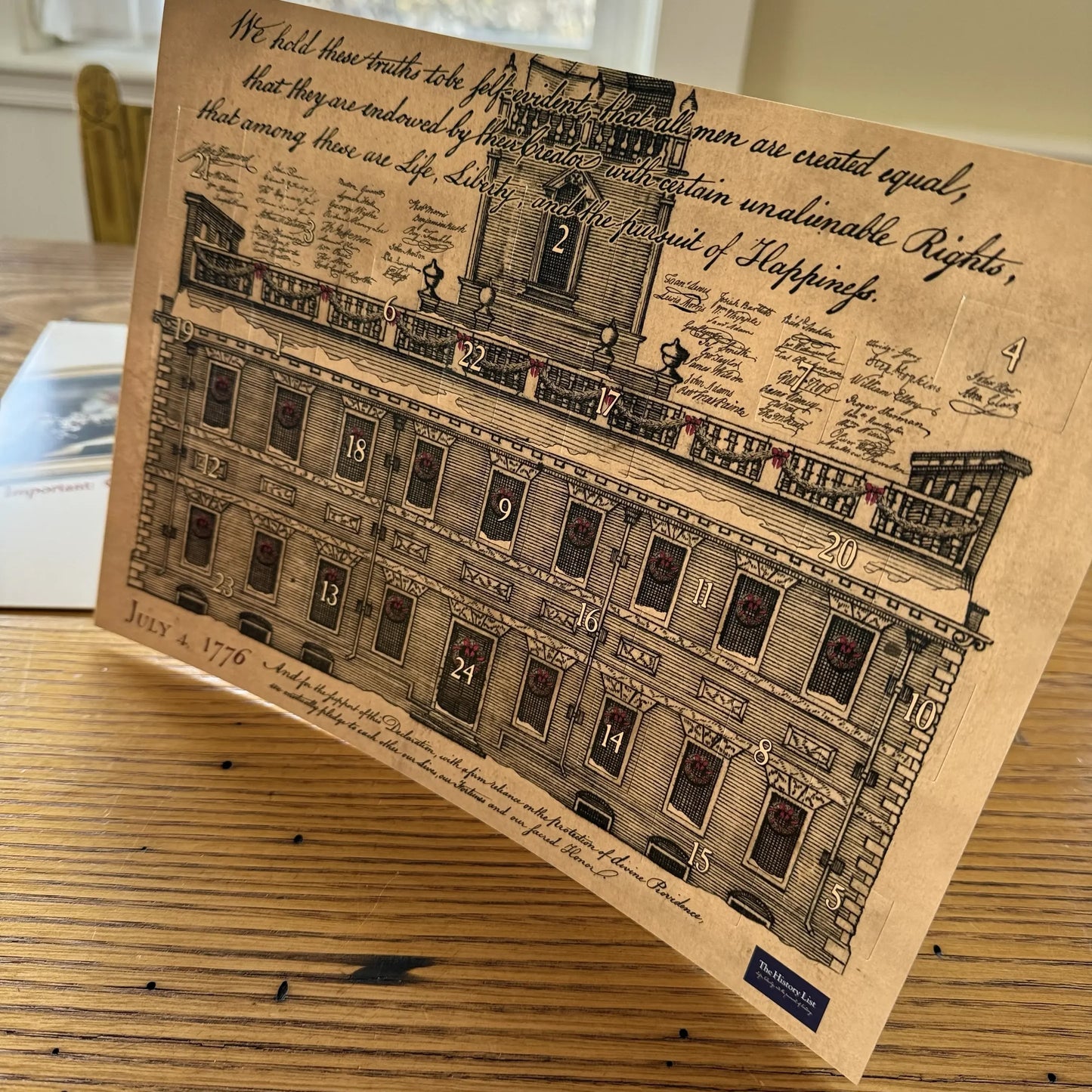 1776 Declaration of Independence Advent Calendar — with special mailing envelope