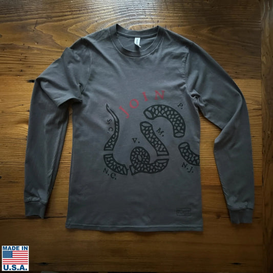 Join or Die Side Print Snake Long Sleeve Shirt