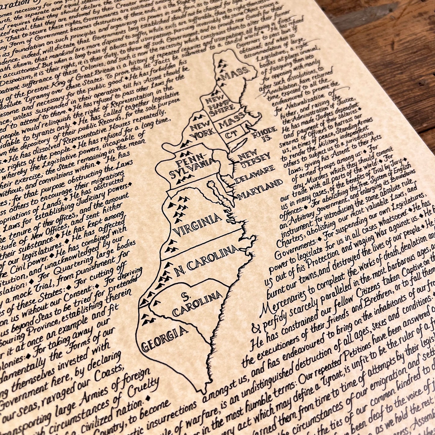 Declaration of Independence Hand Drawn Graphical Print