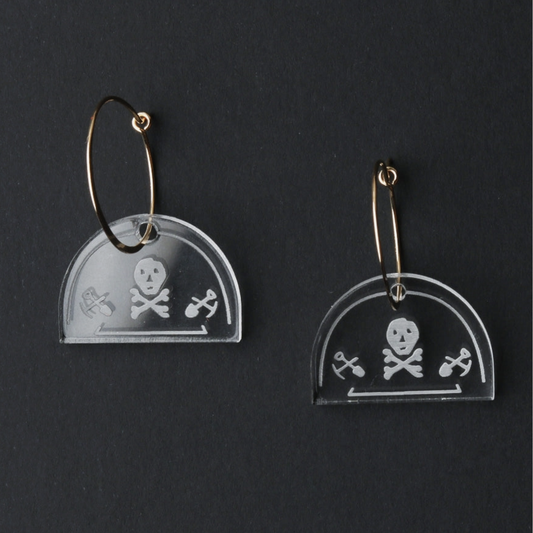 Skull & Crossbone PA Journal Masthead Earrings