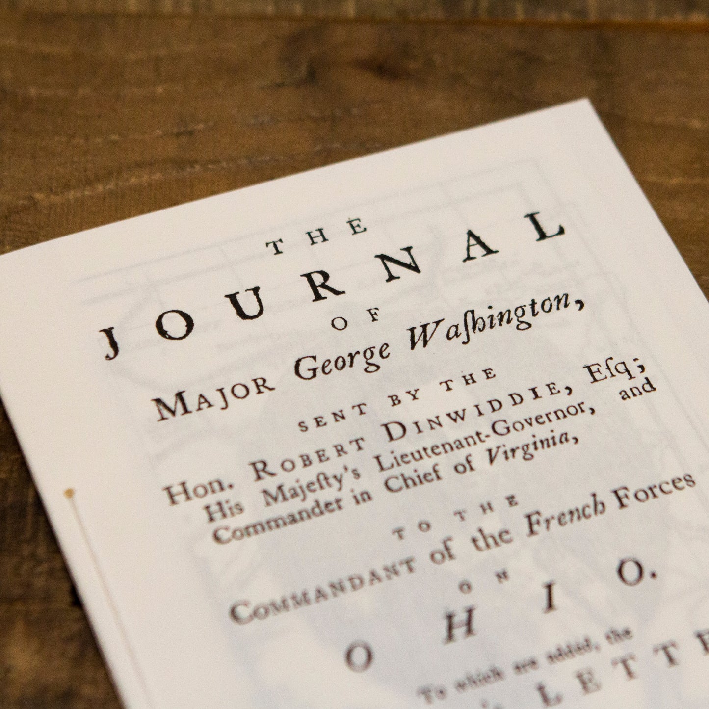 The Journal of Major George Washington Pamphlet - 1754