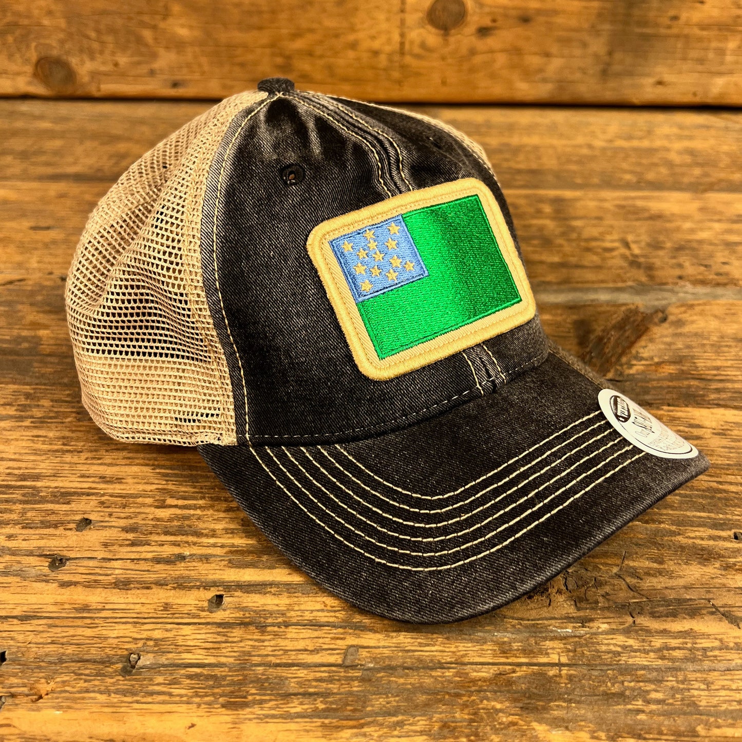 Green Mountain Boys Flag Faded Trucker Hat