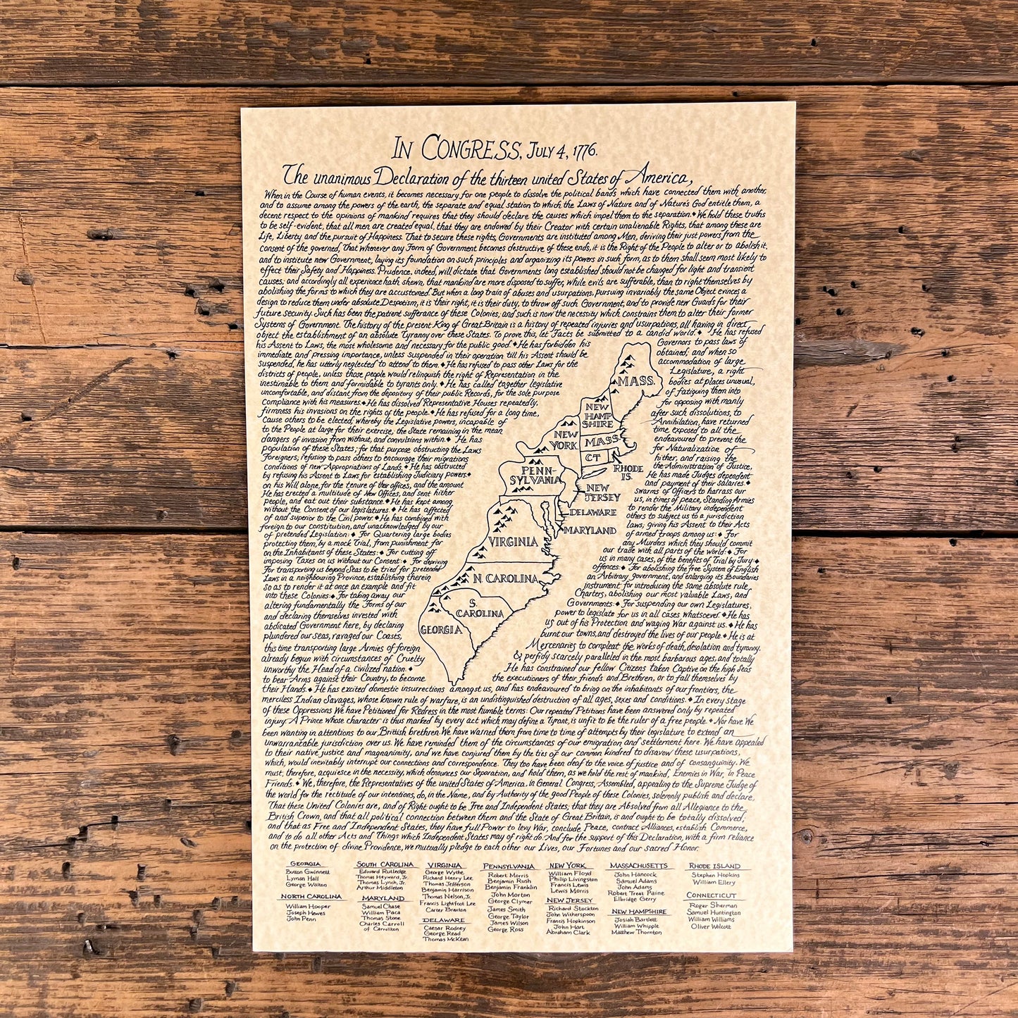 Declaration of Independence Hand Drawn Graphical Print