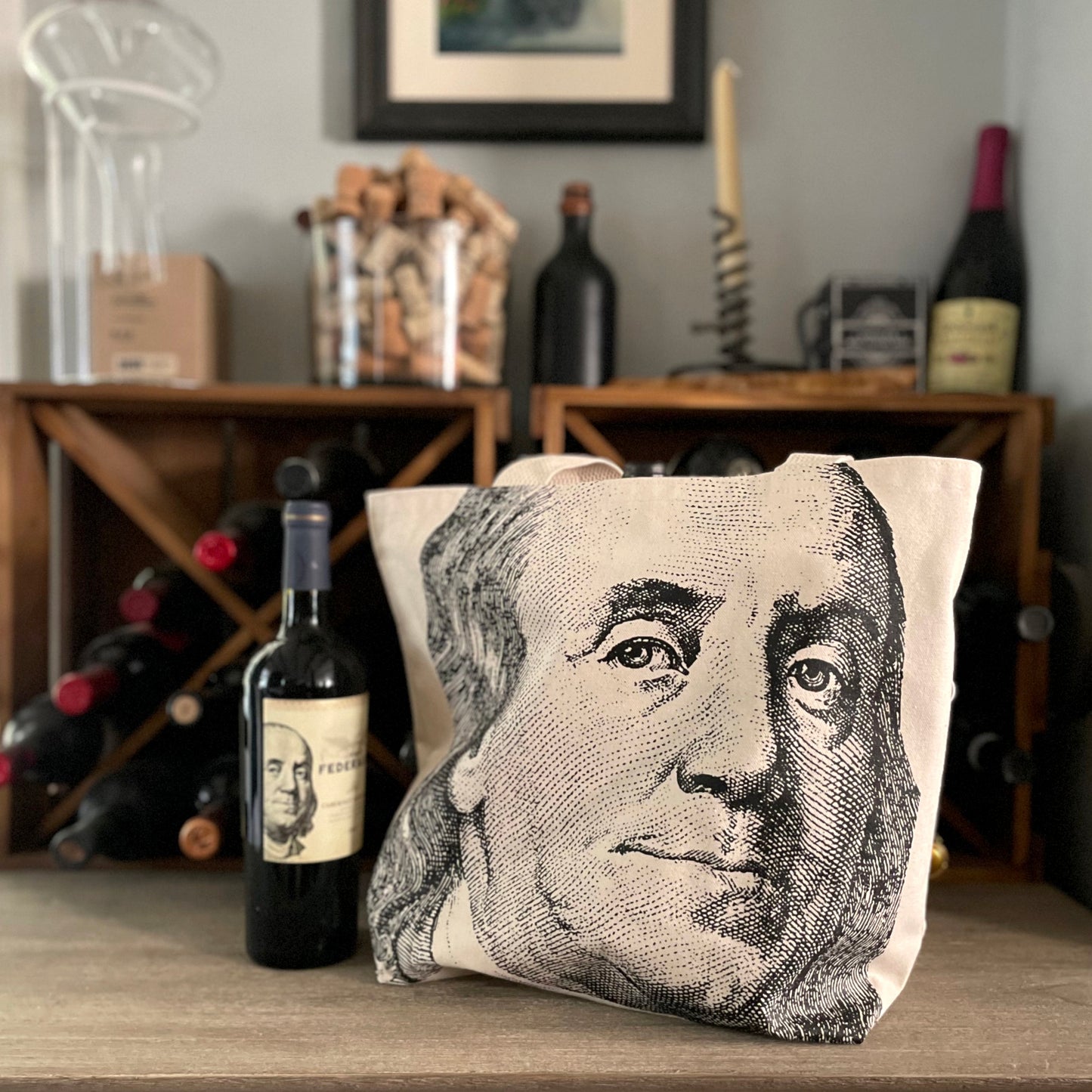 Benjamin Franklin Canvas Tote