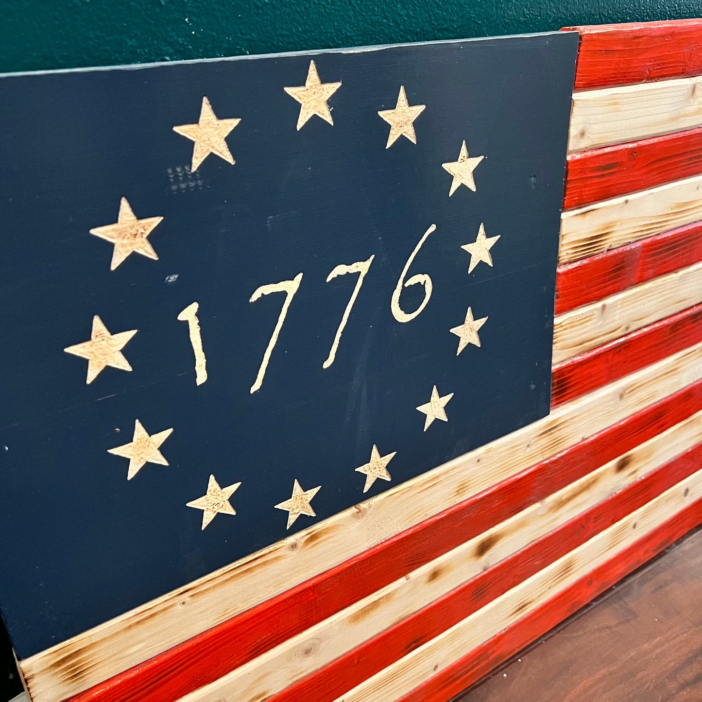 Betsy Ross "1776" Wooden Flag by Emerald Flag