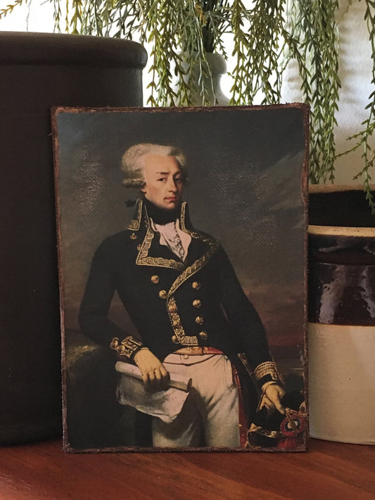 Marquis de LaFayette Antiqued Canvas Board Portrait