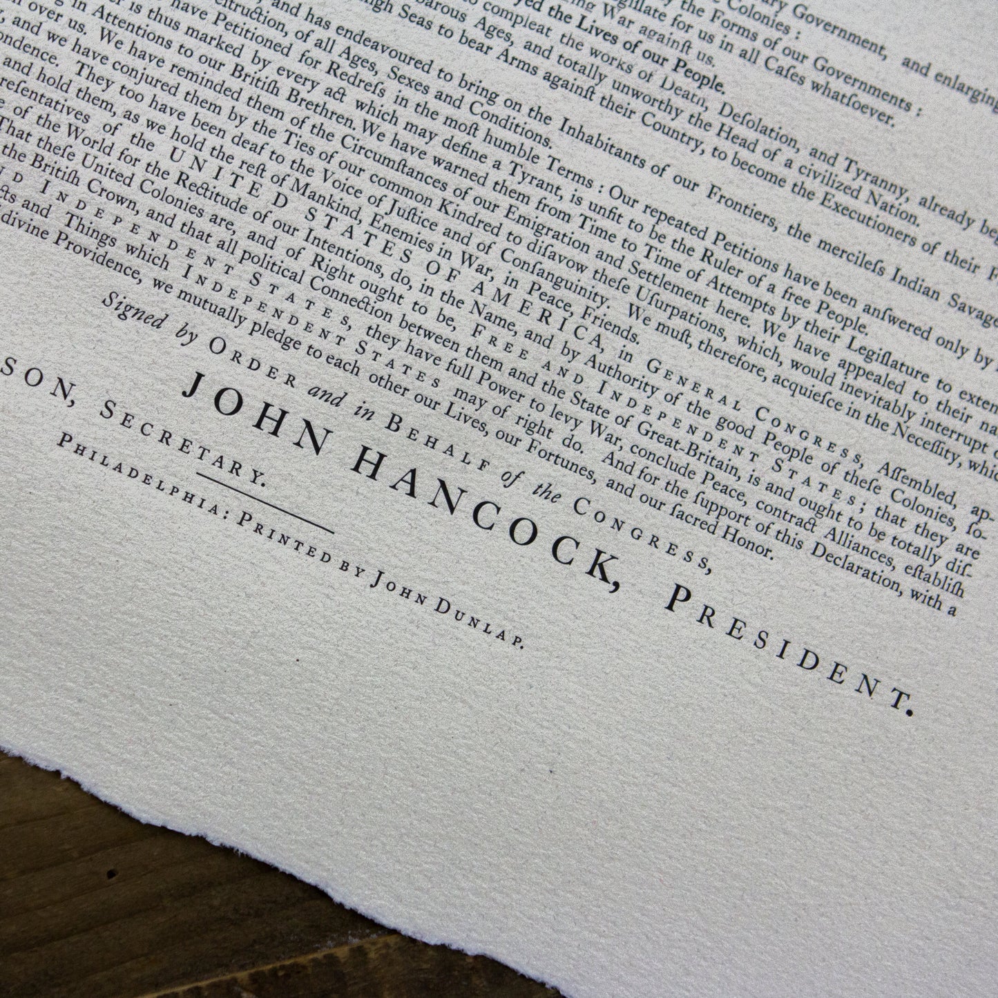 Declaration of Independence - Dunlap Broadside by The Printing Shop of Edes & Gill