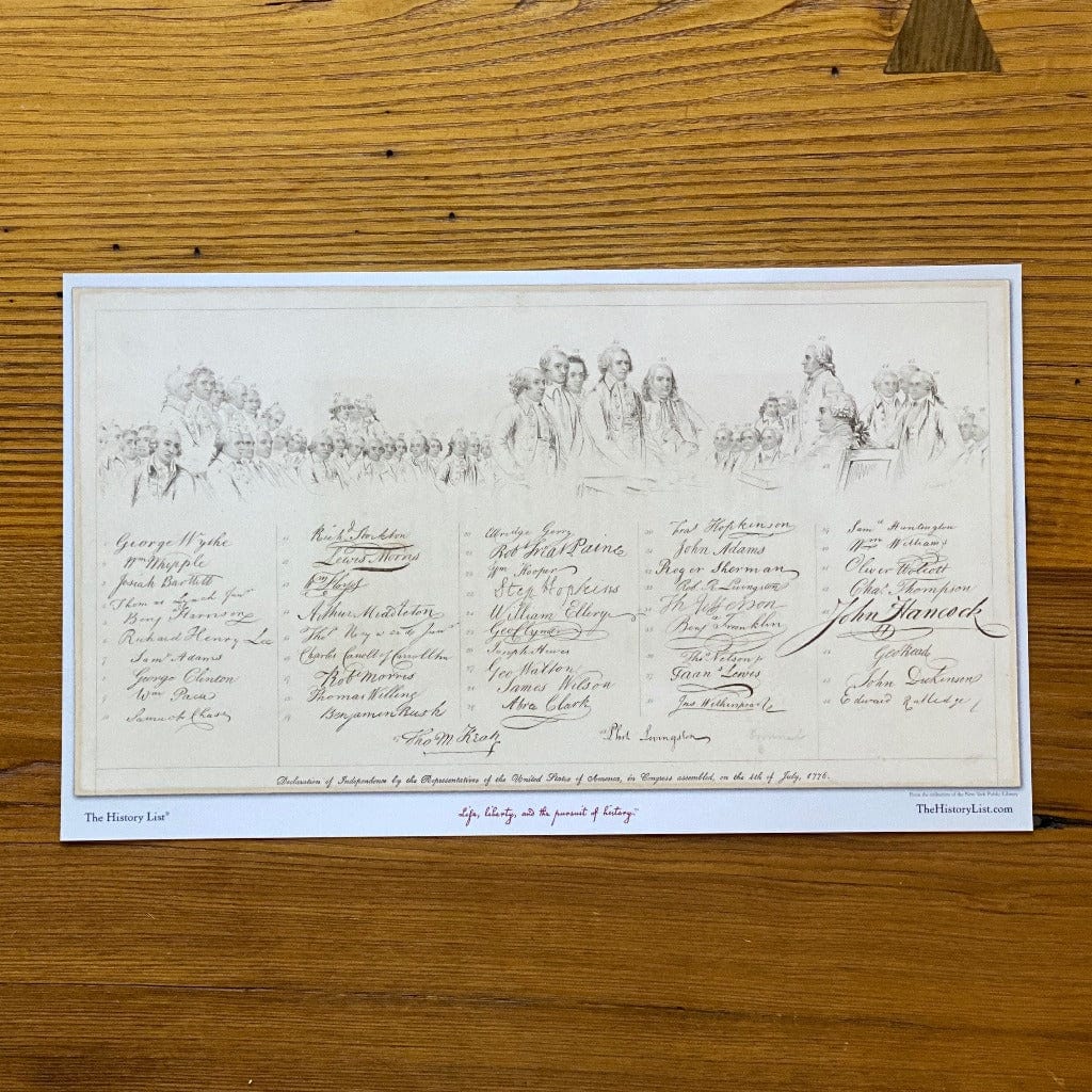 "The Signers of the Declaration of the Independence and their Signatures" Print