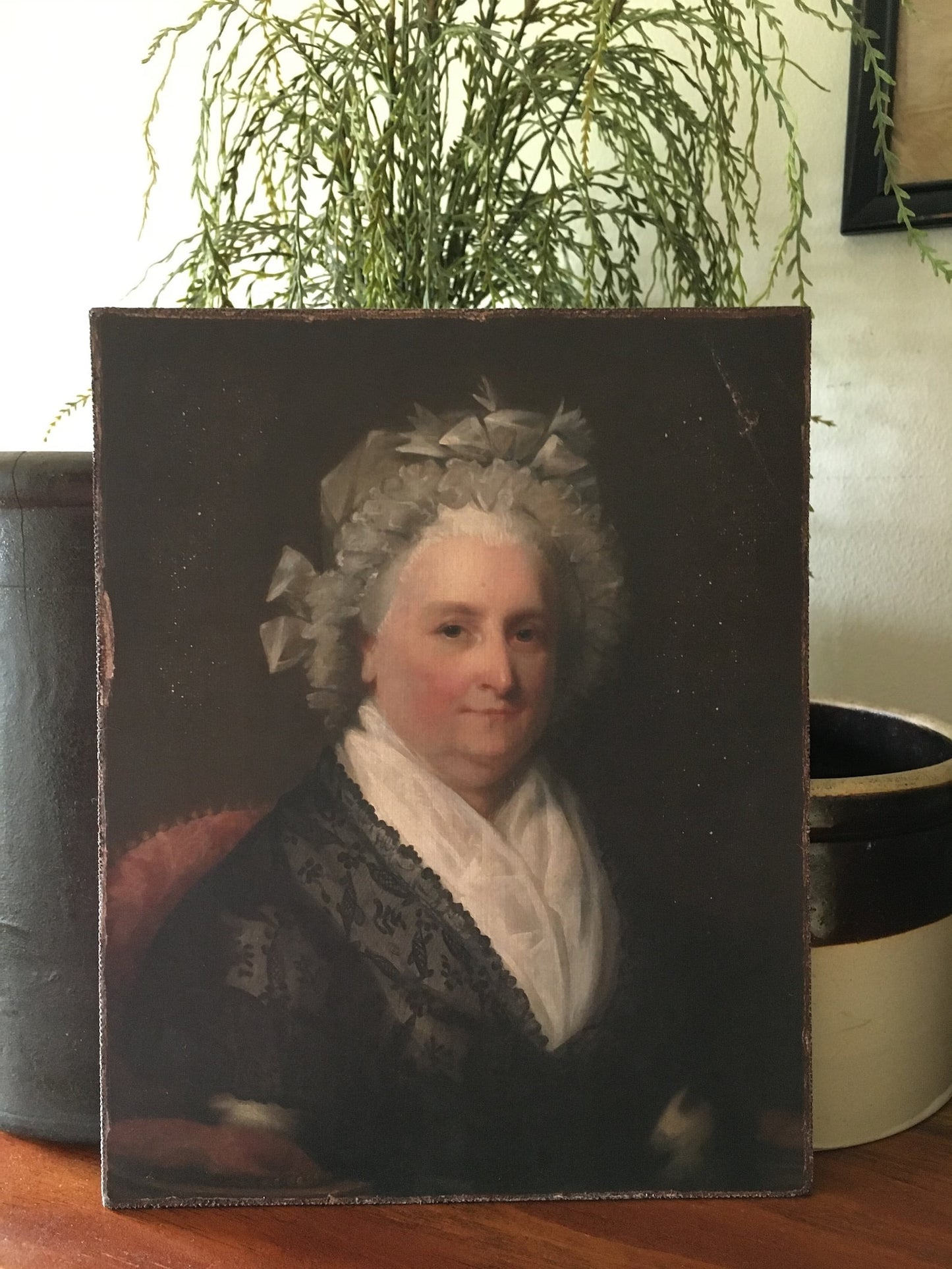 Martha Washington Antiqued Canvas Board Portrait