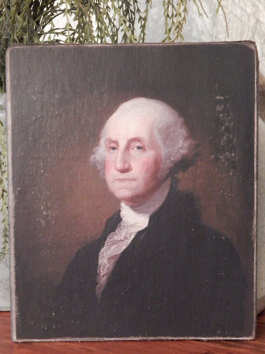 George Washington Antiqued Canvas Board Portrait