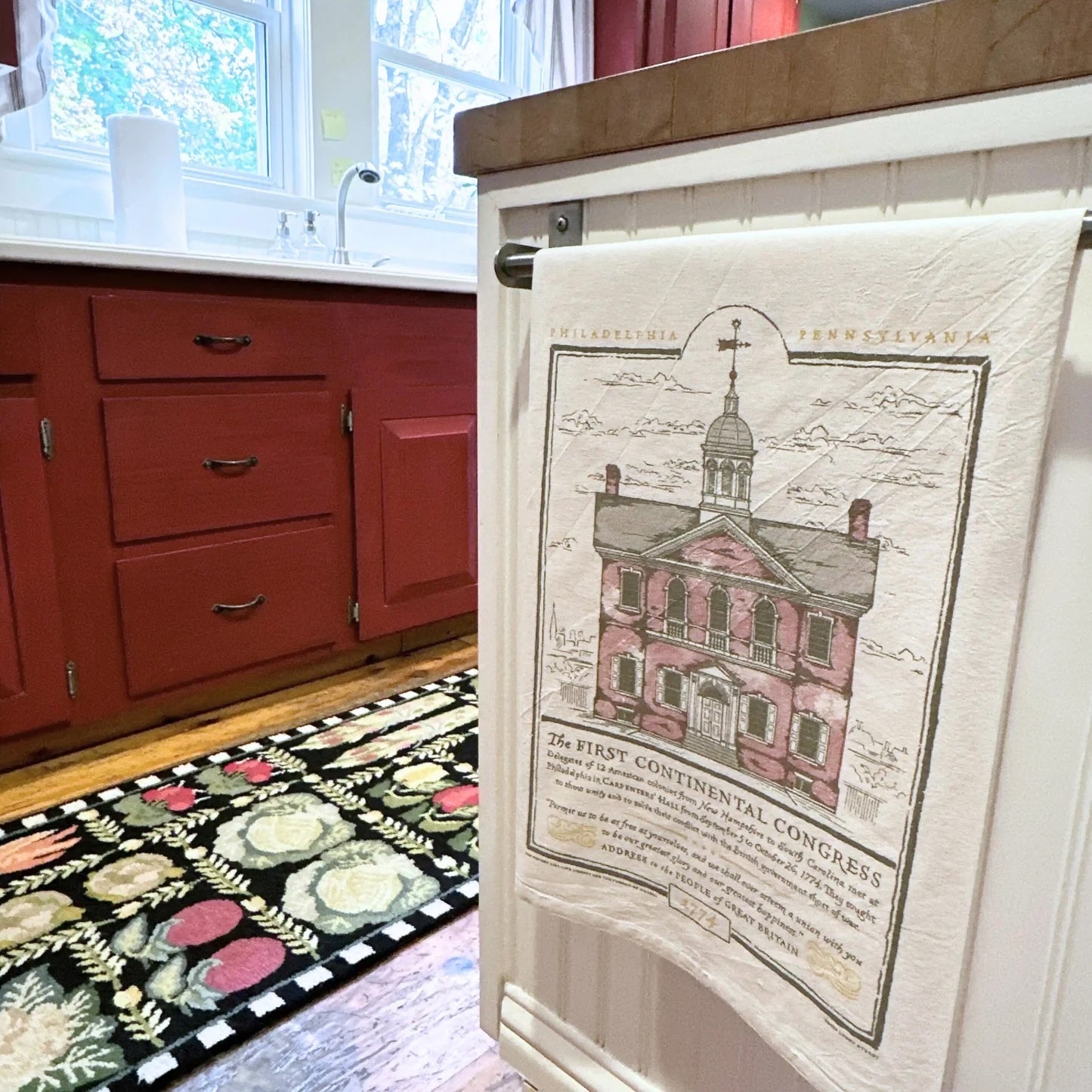 "The First Continental Congress — Carpenters' Hall" Tea Towel — Made in America