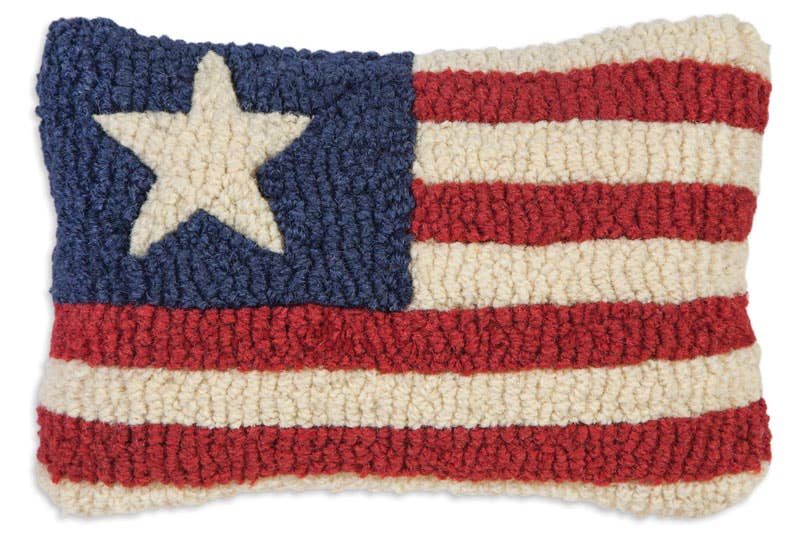 Star And Stripes Hand Hooked Decorative Pillow (12 inch)