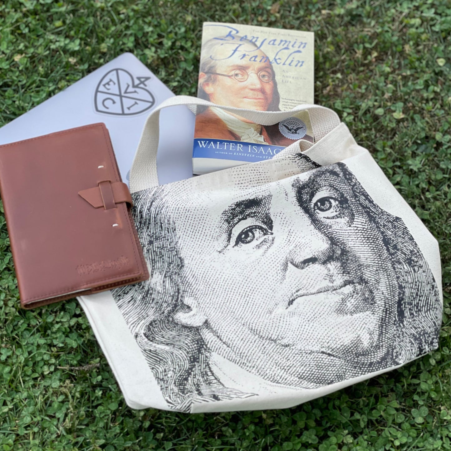 Benjamin Franklin Canvas Tote