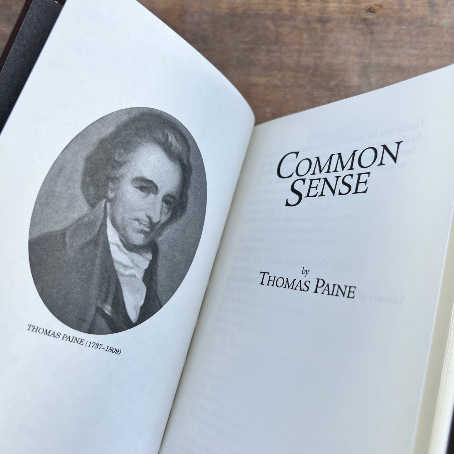 Common Sense Book by Thomas Paine