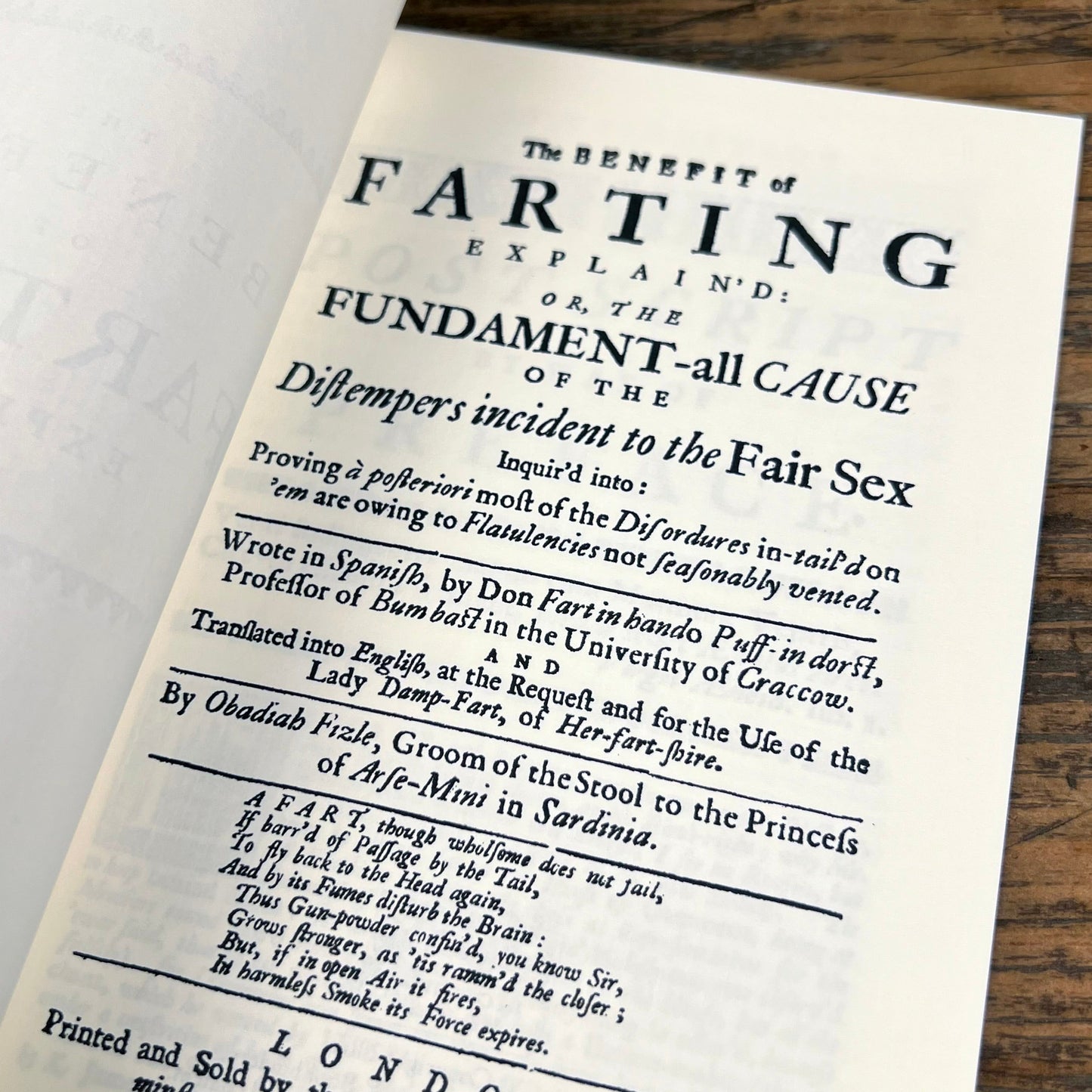 The Benefit of Farting Explained Pamphlet (d.1722)