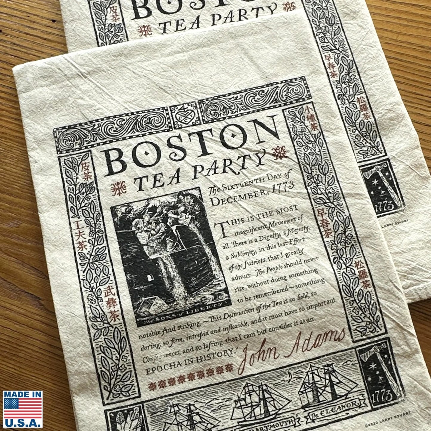 Boston Tea Party 250th Anniversary Tea Towel — Made in America