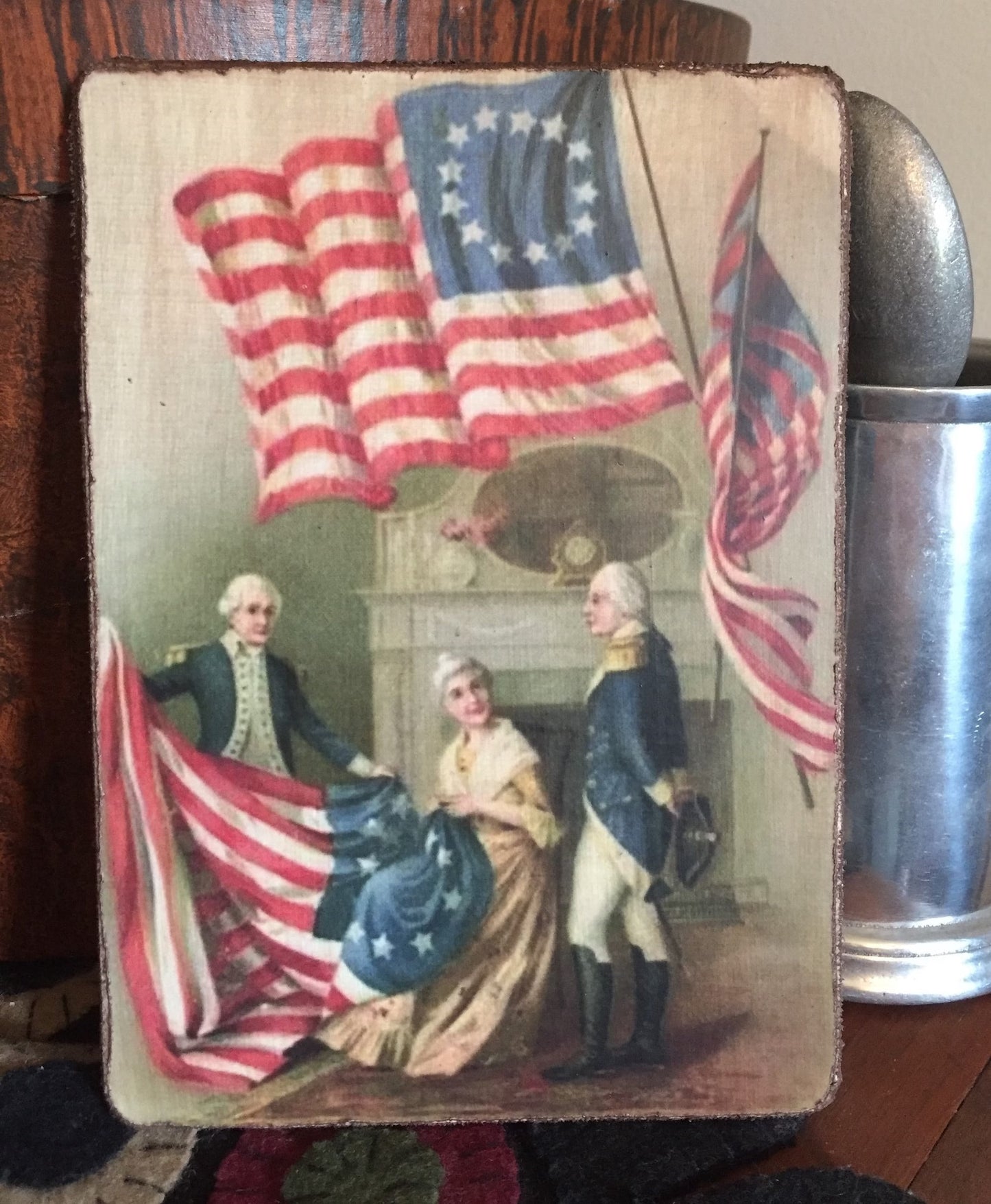 Betsy Ross Birth of Old Glory Antiqued Canvas Print