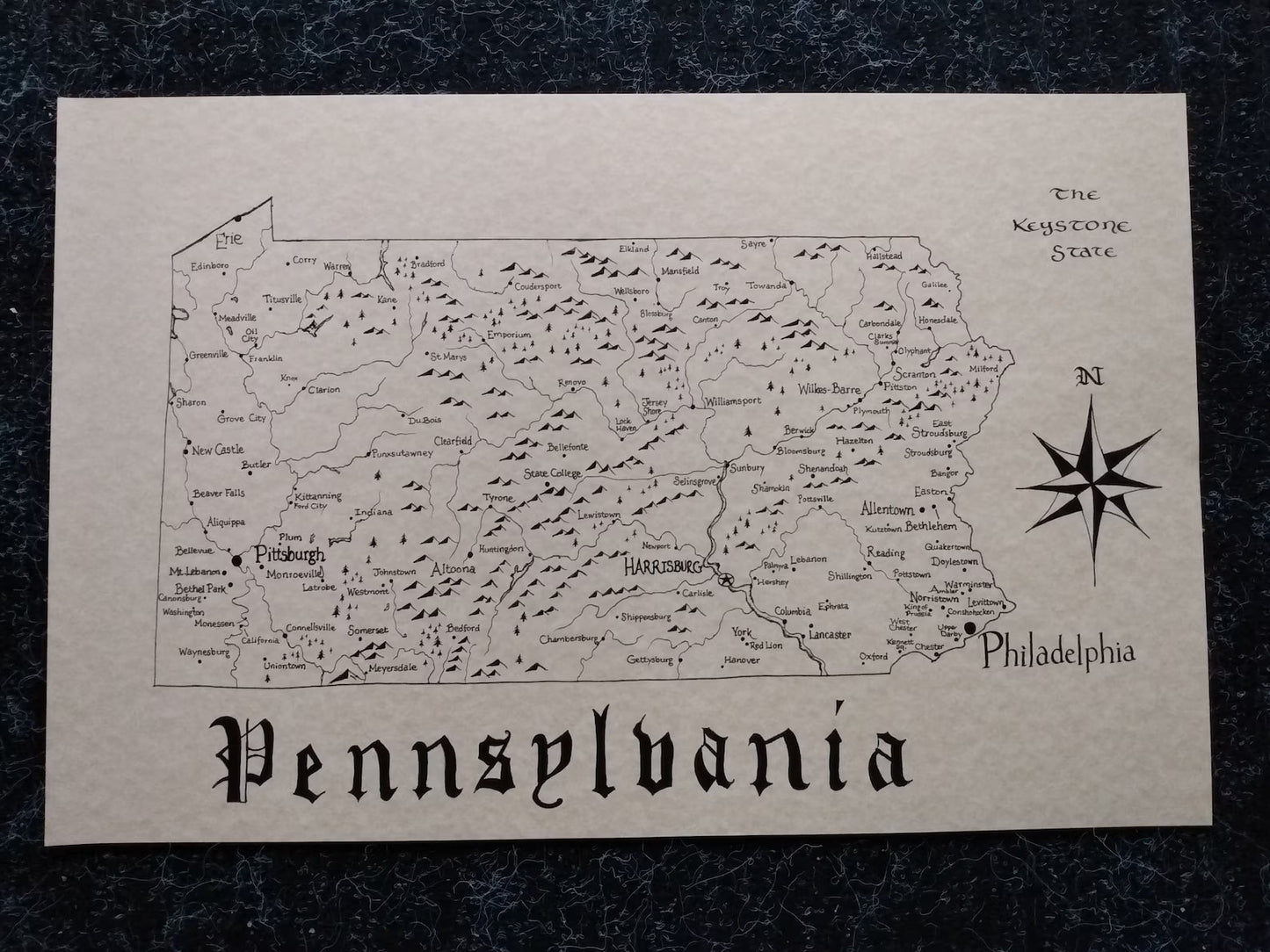 State of Pennsylvania Hand Drawn Map