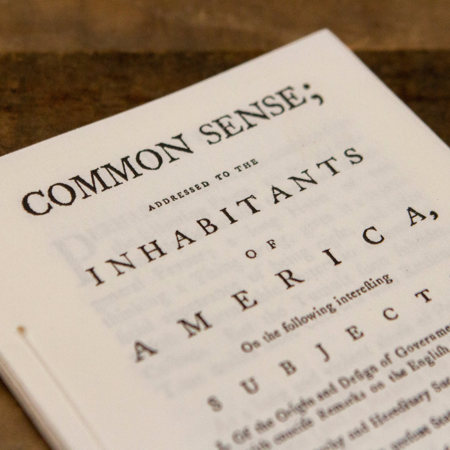 Thomas Paine's Common Sense Pamphlet - 1776