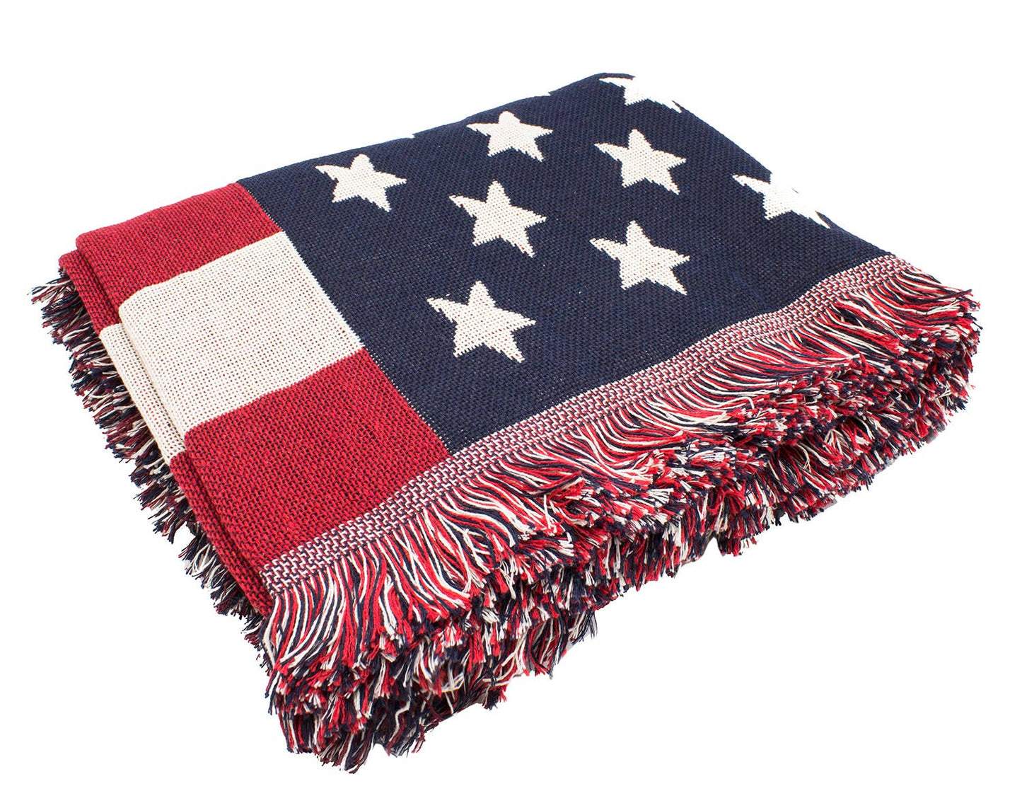 American Flag Double Knit Cotton Throw Blanket