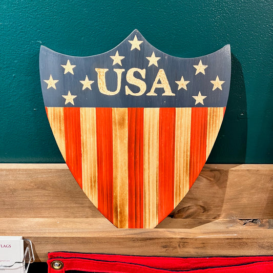 Hand Painted Wooden "USA" Shield