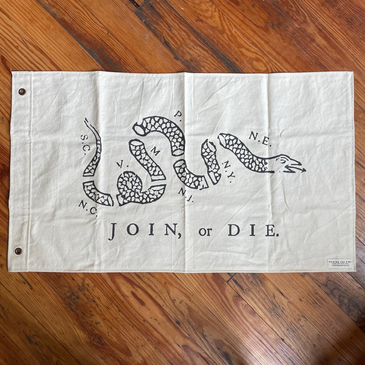 Join Or Die Canvas Flag