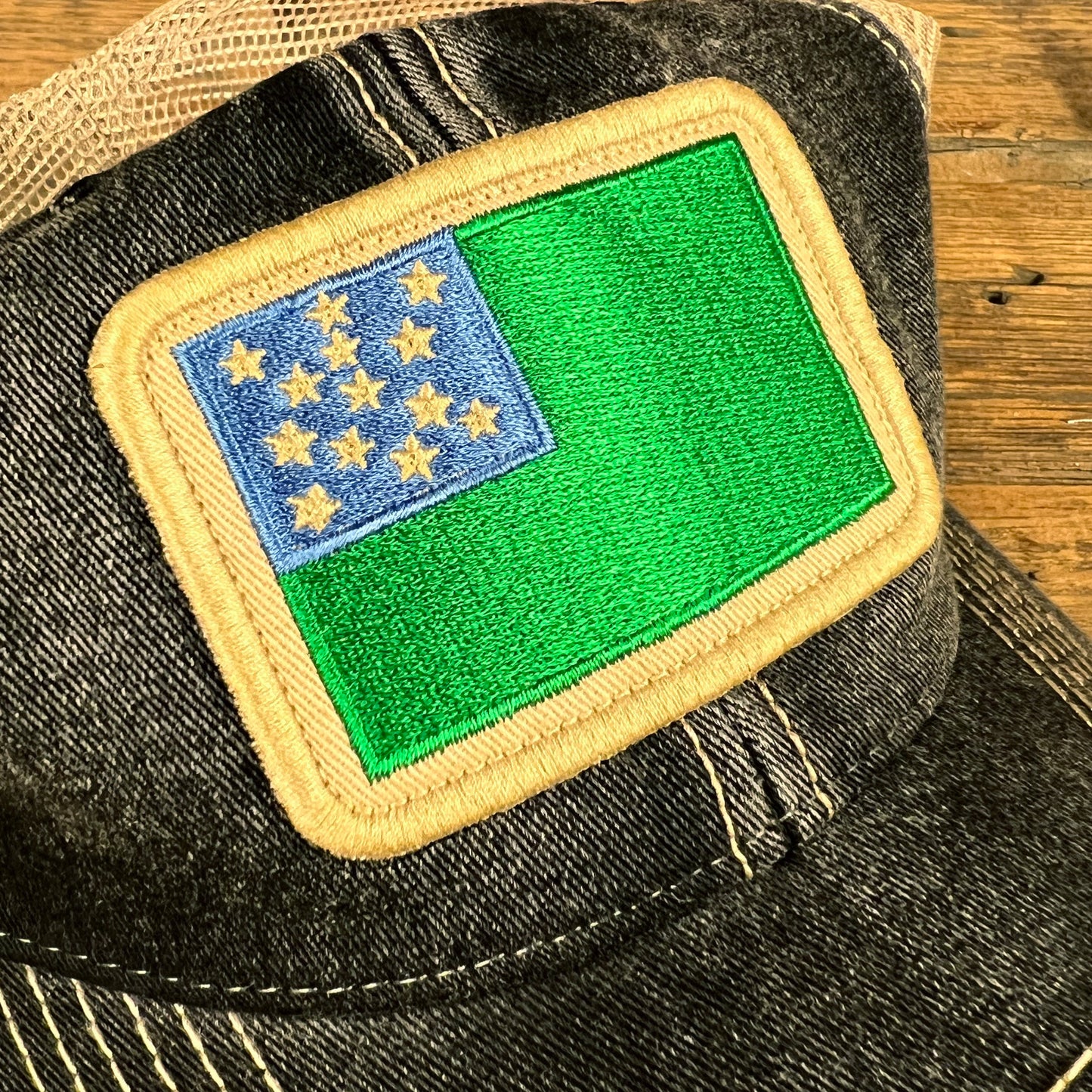 Green Mountain Boys Flag Faded Trucker Hat