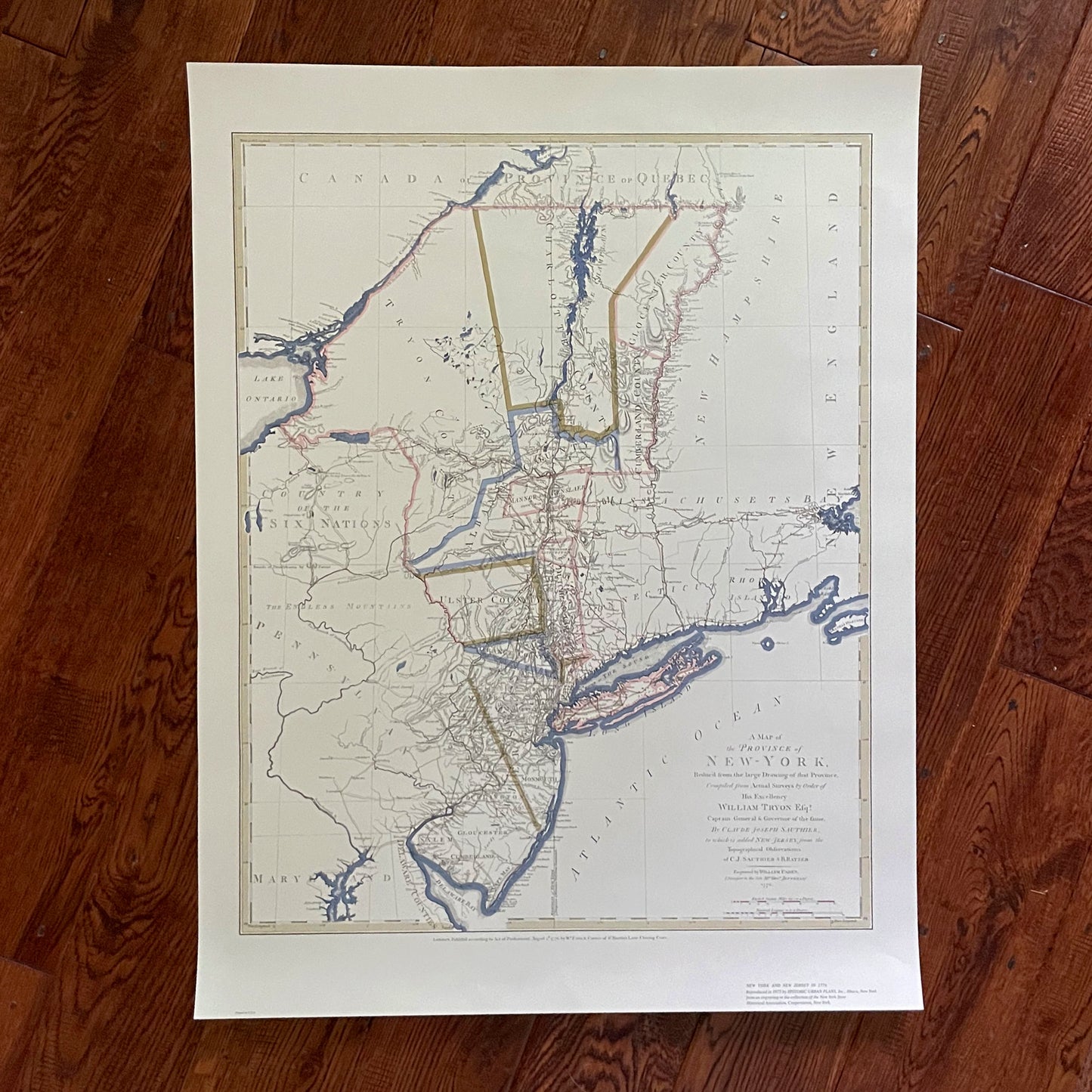 C.J. Sauthier 1776 Map of New York, New Jersey, & New England