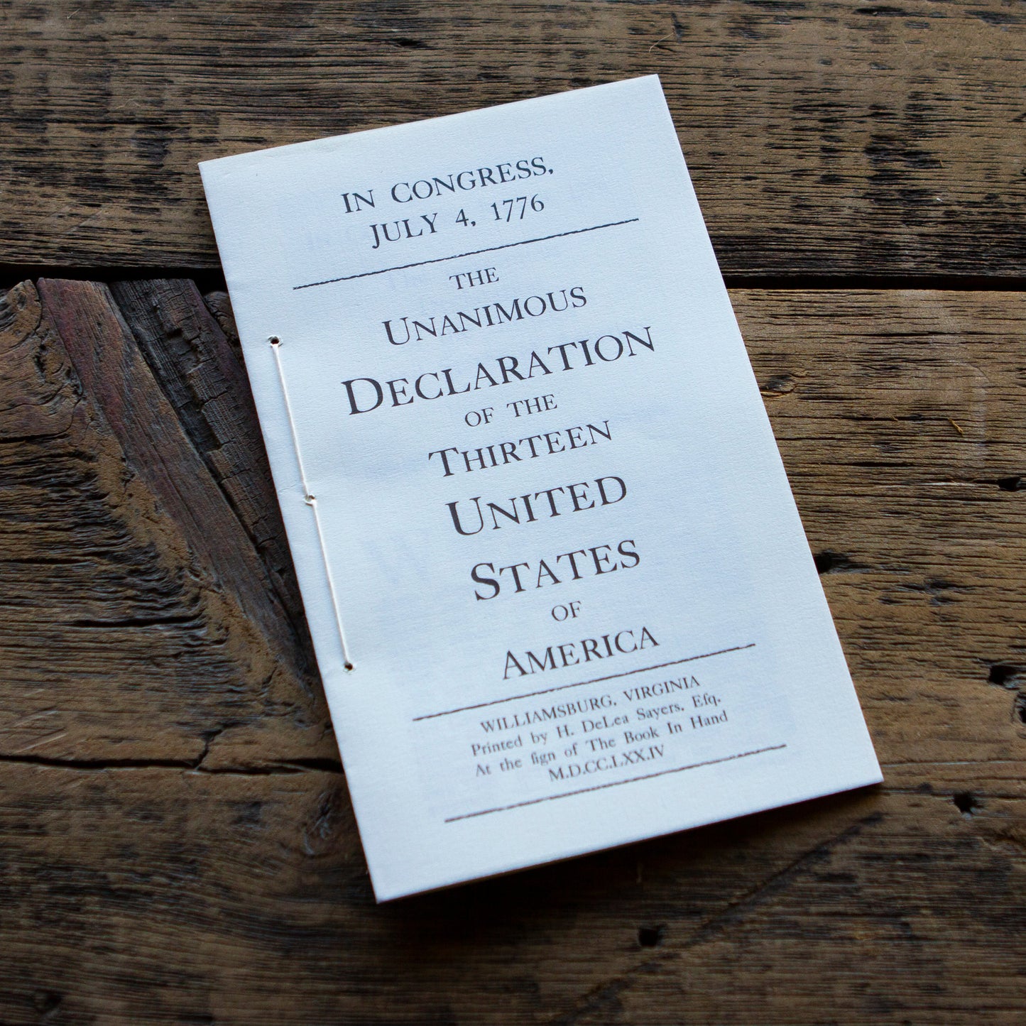 The Unanimous Declaration of the United States Pamphlet