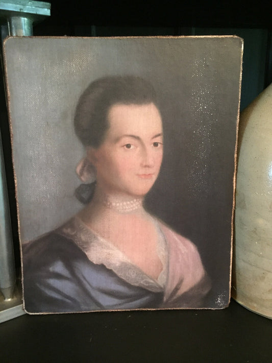 Abigail Adams Antiqued Canvas Board Portrait