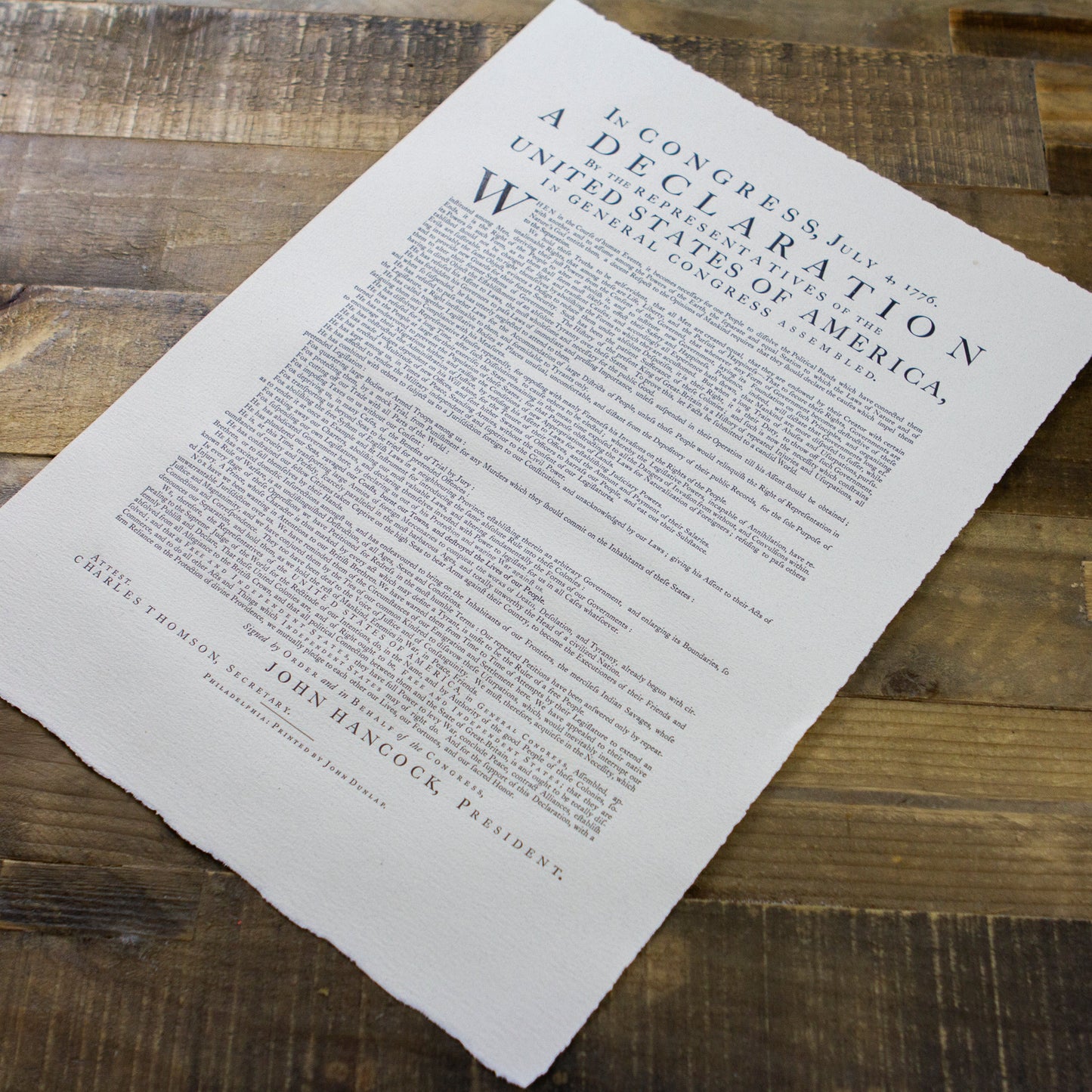 Declaration of Independence - Dunlap Broadside by The Printing Shop of Edes & Gill