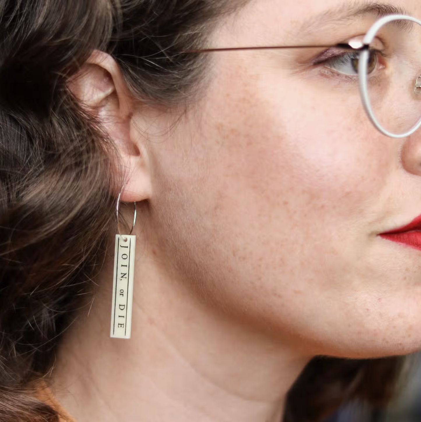 Join or Die Text Earrings