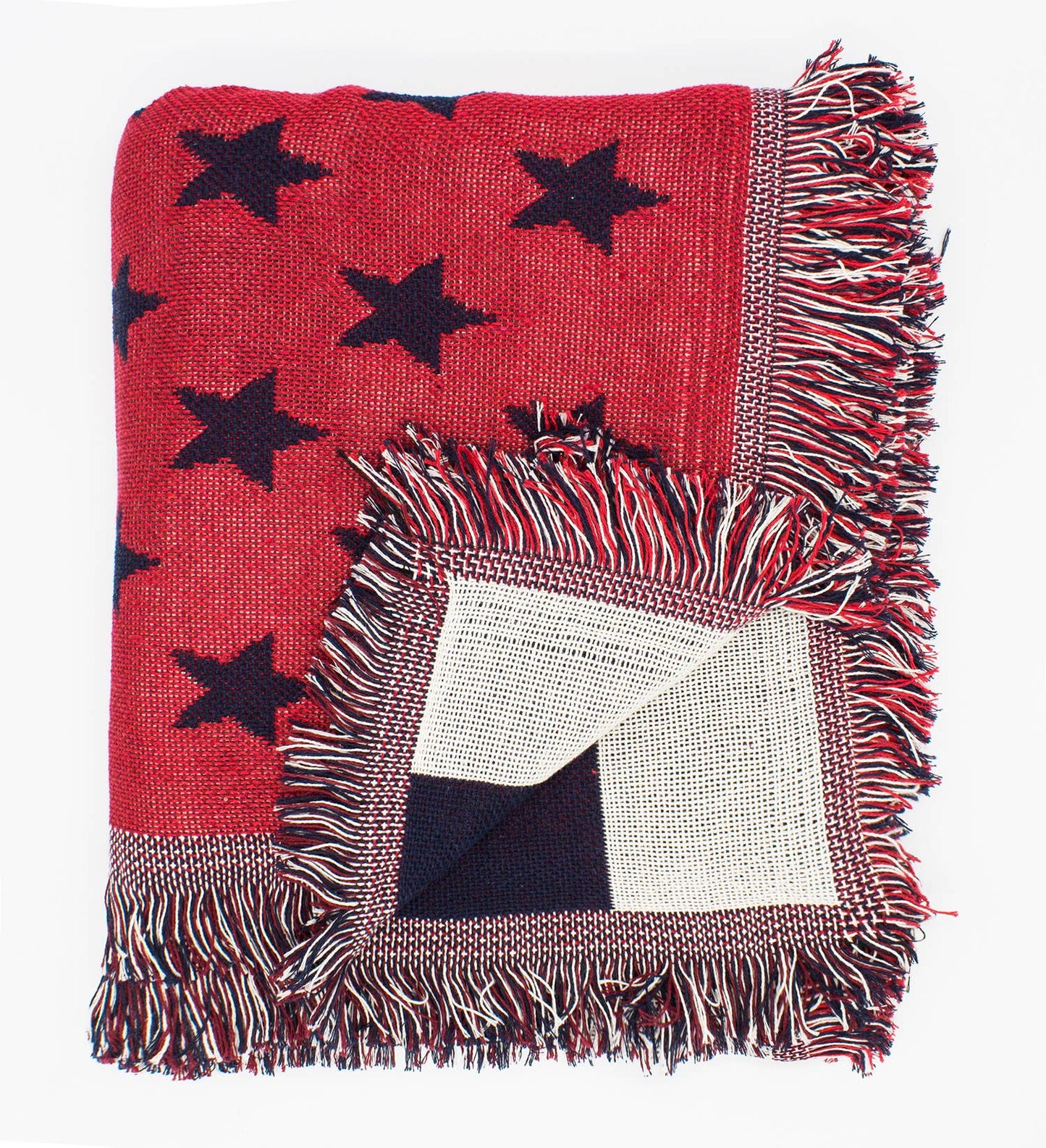 American Flag Double Knit Cotton Throw Blanket