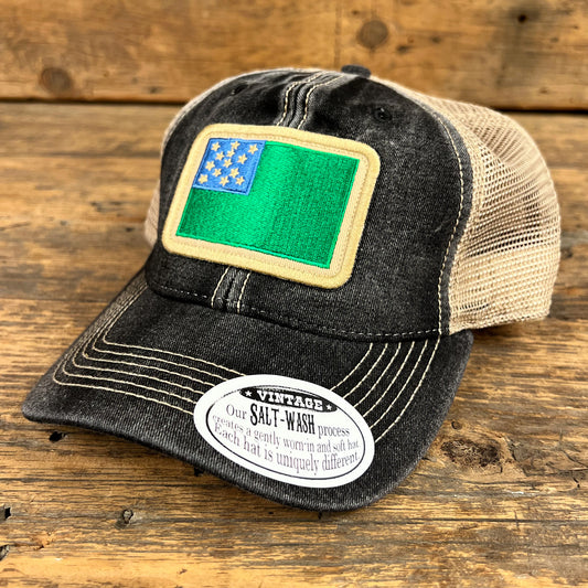 Green Mountain Boys Flag Faded Trucker Hat